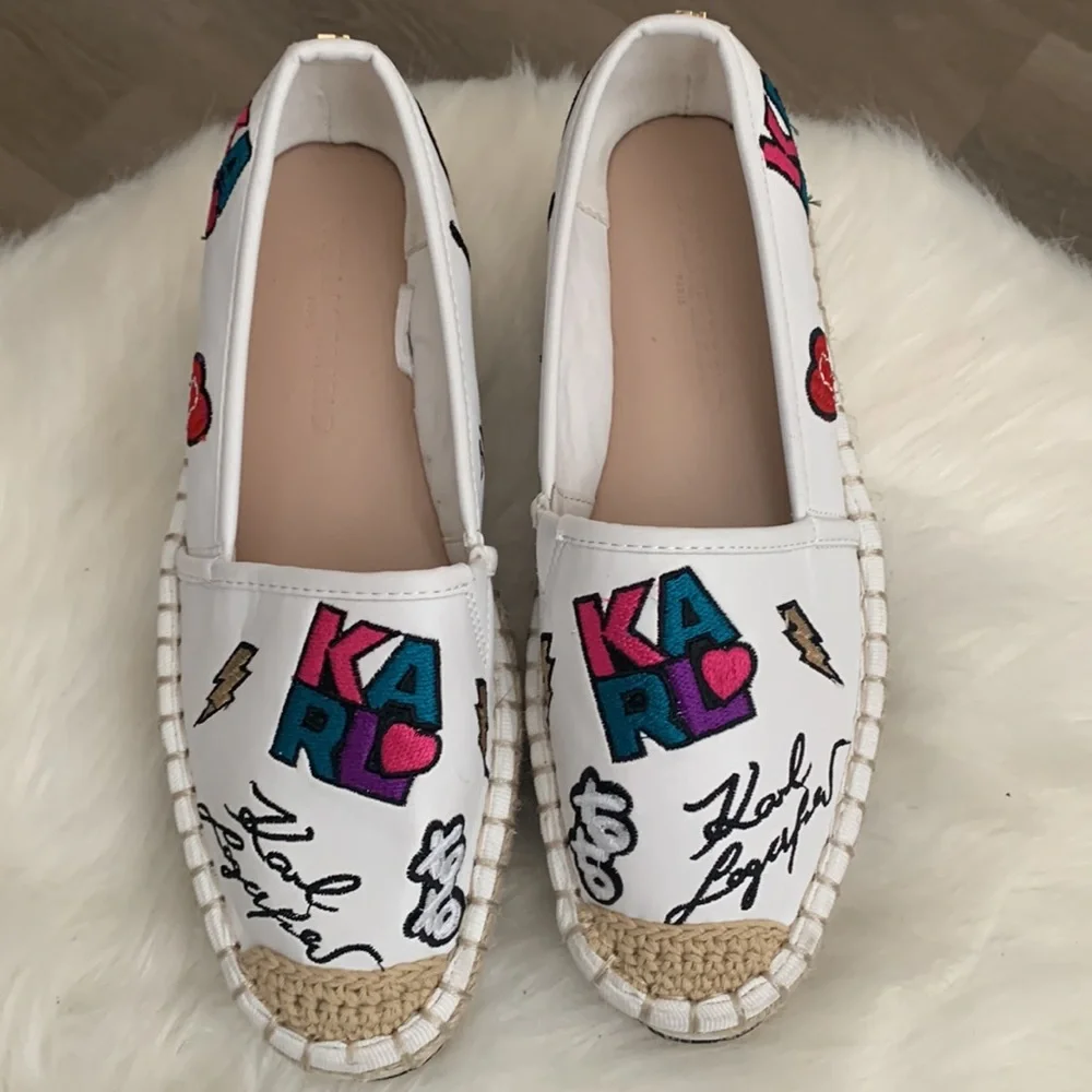 NWT KARL LAGERFELD EMBROIDERED SLIP ON SHOES HAND CRAFTED SIZE 5.5 - Picture 5 of 16